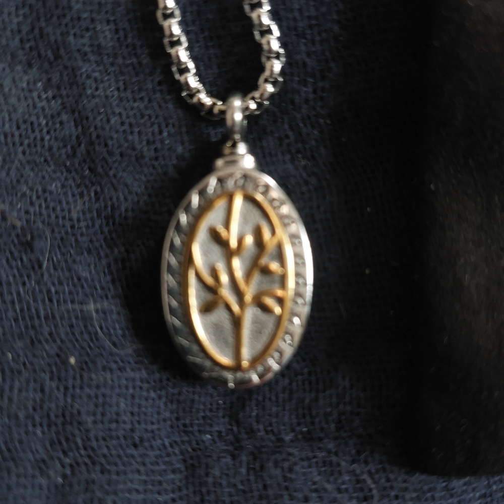 Xiuda Silver and Gold Pendant Necklace, With Cremation Receptacle